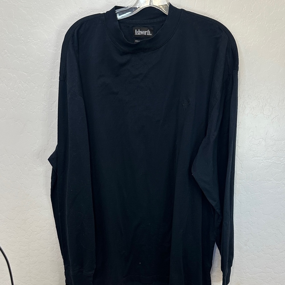 Ashworth navy blue Long Sleeve Crewneck Shirt Men's XL cotton sweatshirt pull on